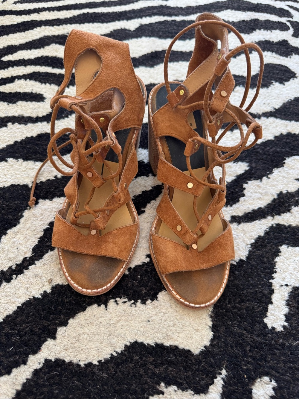 Dolce Vita Lyndon Suede Lace-Up Block Heel Sandals